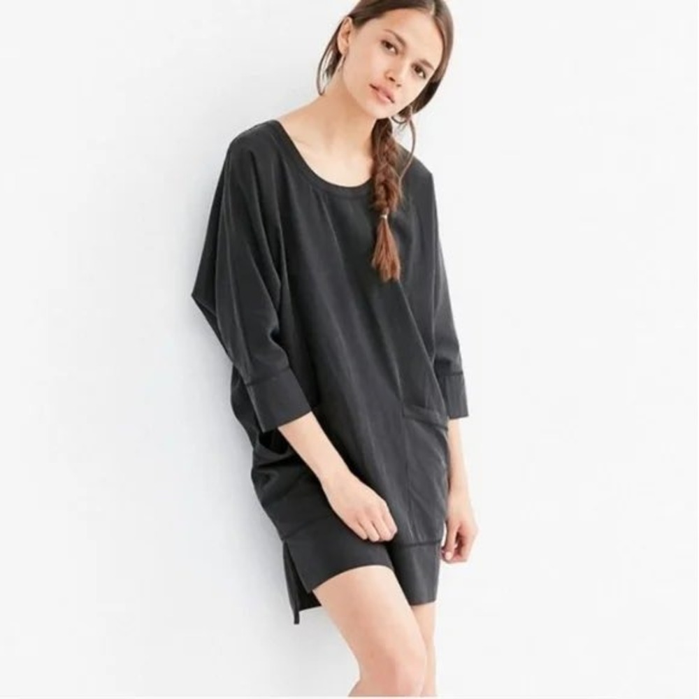 Silence + Noise Black Modal Blend Dolman Sleeve Tunic Dress Size XS Lagenlook‎